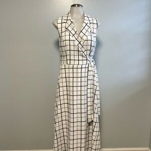DKNY Checkered Black and White Maxi Dress